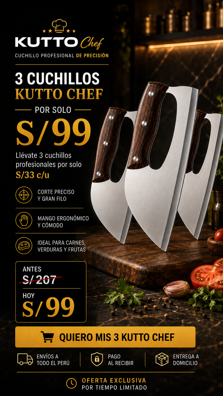 KUTTO Chef – Cuchillo Profesional de Precisión