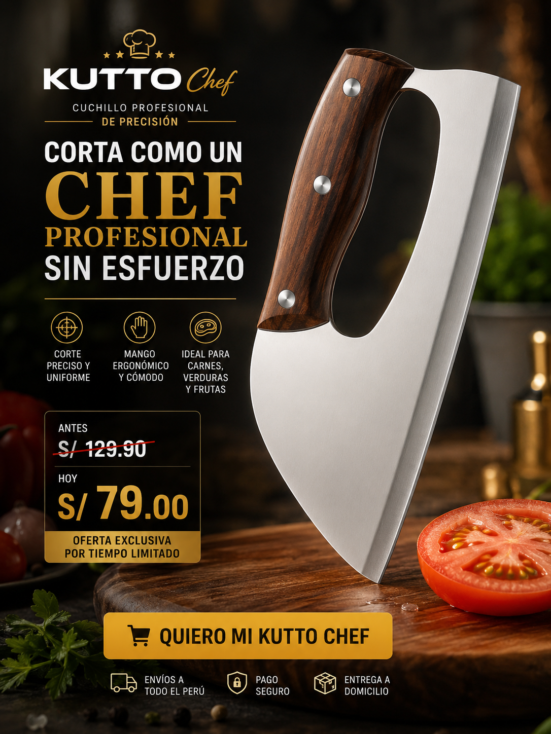 KUTTO Chef – Cuchillo Profesional de Precisión